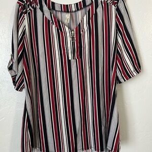 Striped V-Neck Women's Top